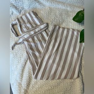 Piazza Italia Wide-Leg Striped Tie-Front Pants - S